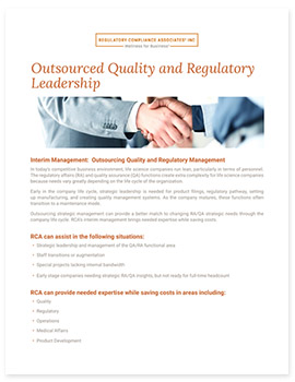 Outsourcing Quality & Regulatory